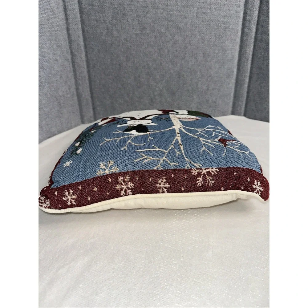 Snowman Family Tapestry Throw Pillow 15